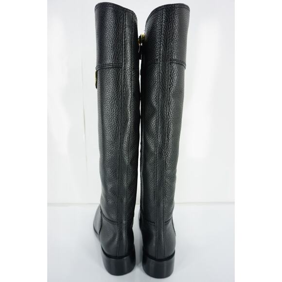 Tory Burch Joanna Black Leather Gold Logo Riding Boots Size 5.5 Heels NIB $495 - Picture 4 of 9
